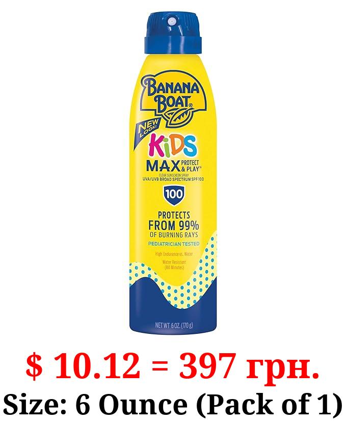 Banana Boat UltraMist Kids MAX Protect & Play Clear Spray Sunscreen SPF 100: 6 OZ