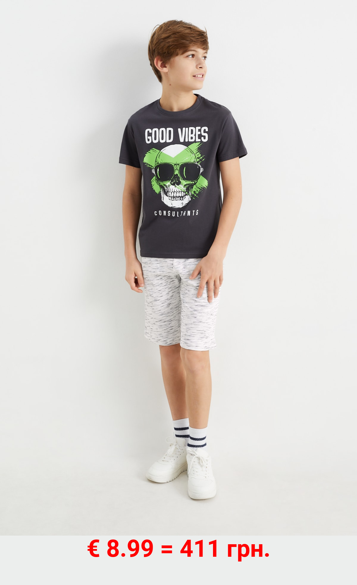 Totenkopf - Set - Kurzarmshirt und Sweatshorts