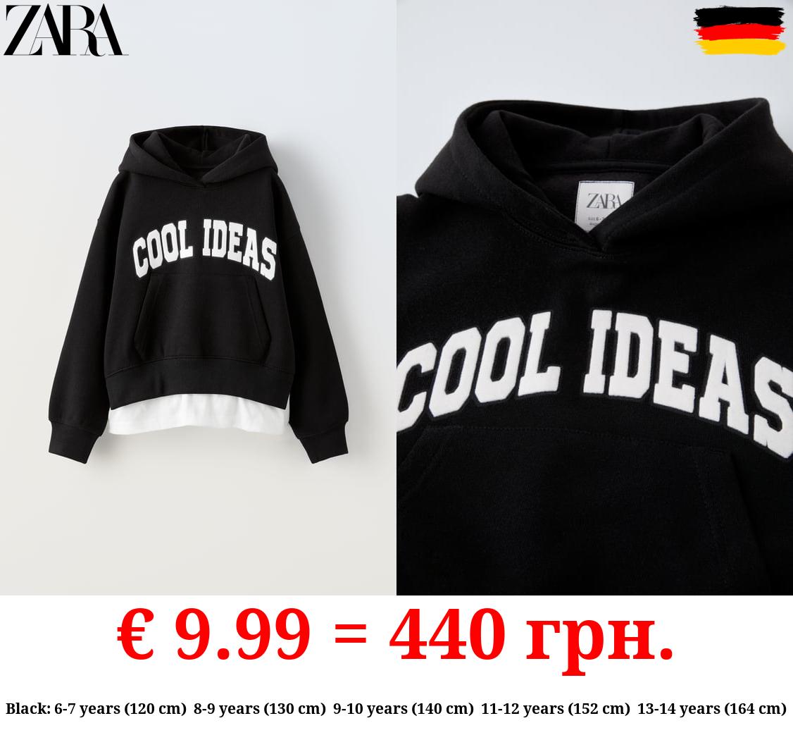 FLOCKED CONTRAST SLOGAN HOODIE