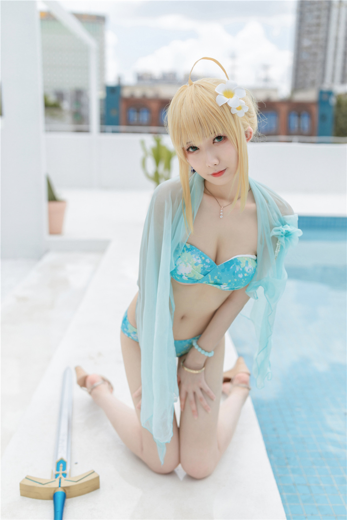 Cosplay 封疆疆v 阿尔托莉雅 潘德拉贡 泳装 21