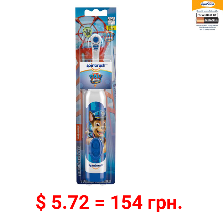 PAW Patrol Kid’s Spinbrush Electric Battery Toothbrush, Soft, 1 ct, Character May Vary