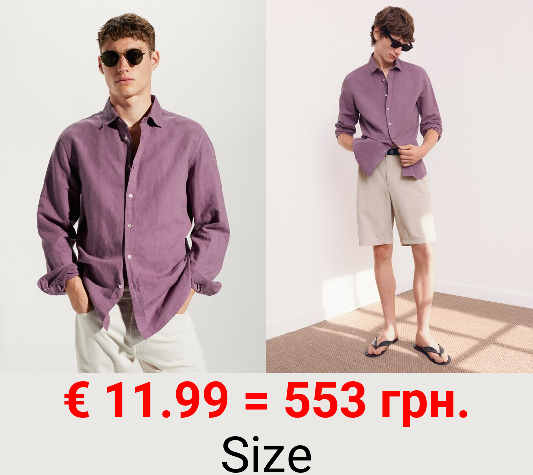 Camisa regular fit lino algodón