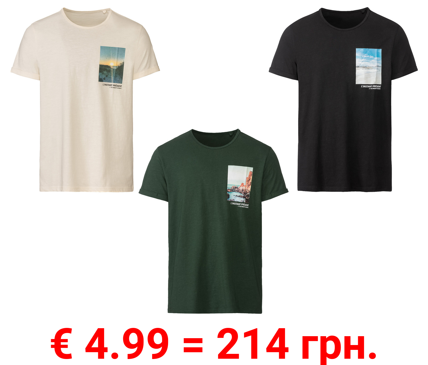 LIVERGY® Herren T-Shirt mit Print, reine Baumwolle