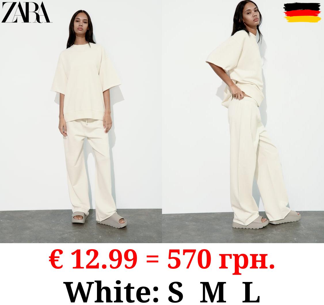 FADED-EFFECT SHORT SLEEVE PLUSH SWEATSHIRT