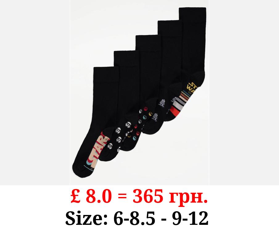 Disney Star Wars Black Ankle Socks 5 Pack