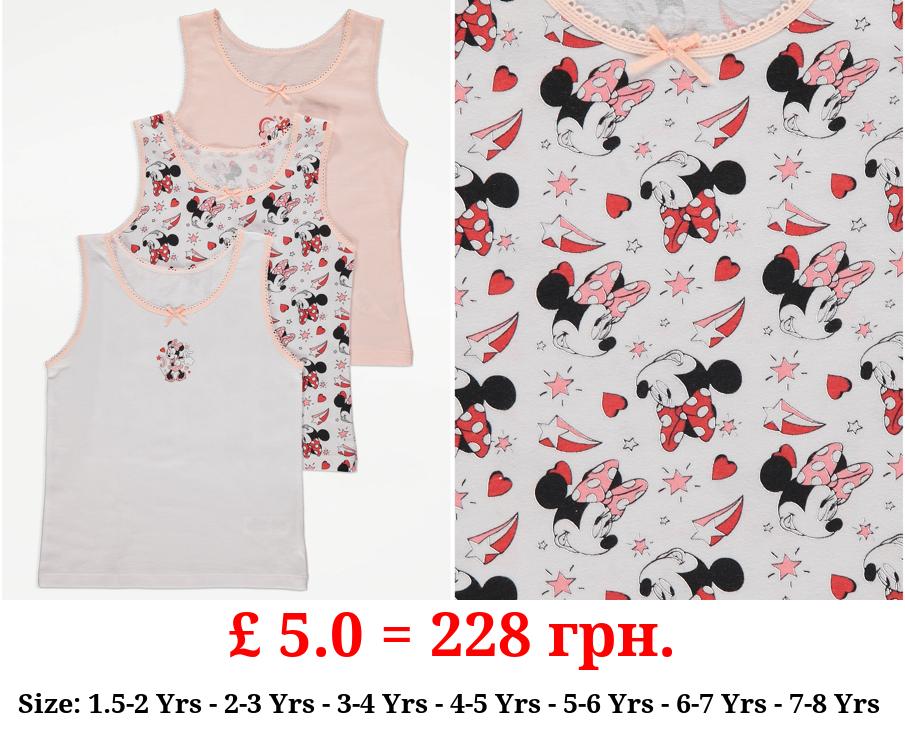 Disney Minnie Mouse Character Print Vests 3 Pack