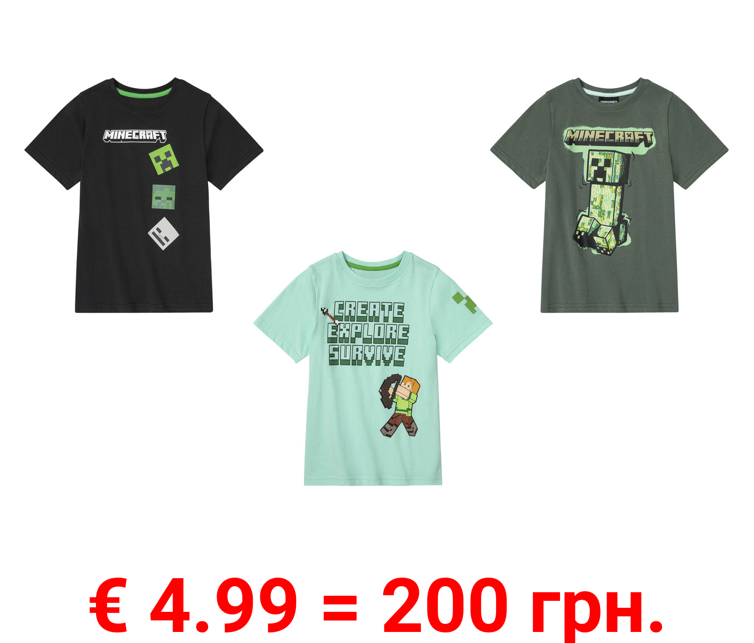 Minecraft Kinder T-Shirt aus reiner Baumwolle
