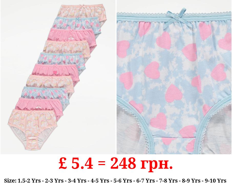 Pink Rainbow Print Briefs 10 Pack
