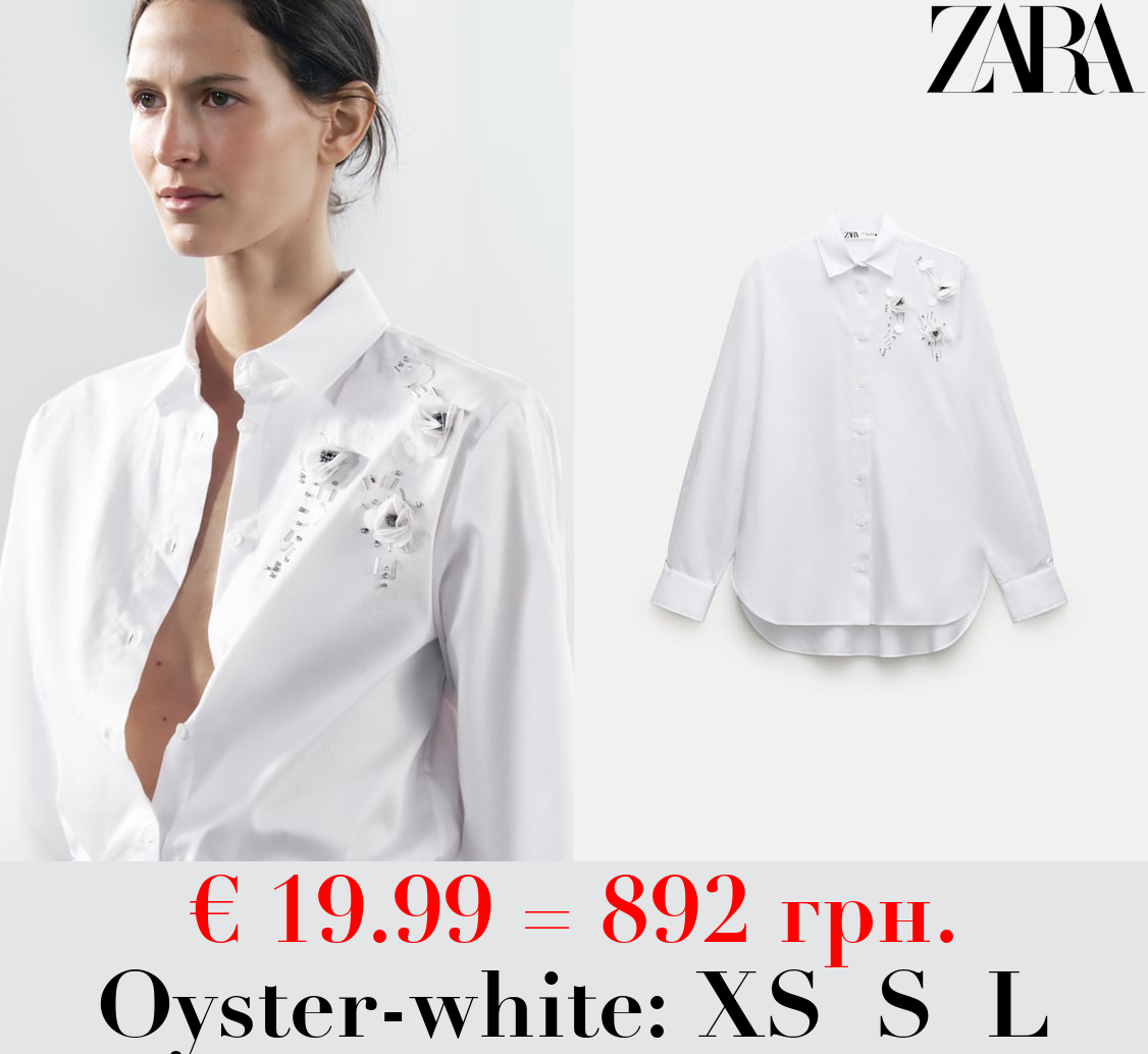 ZW COLLECTION BEJEWELLED FLORAL PRINT SHIRT