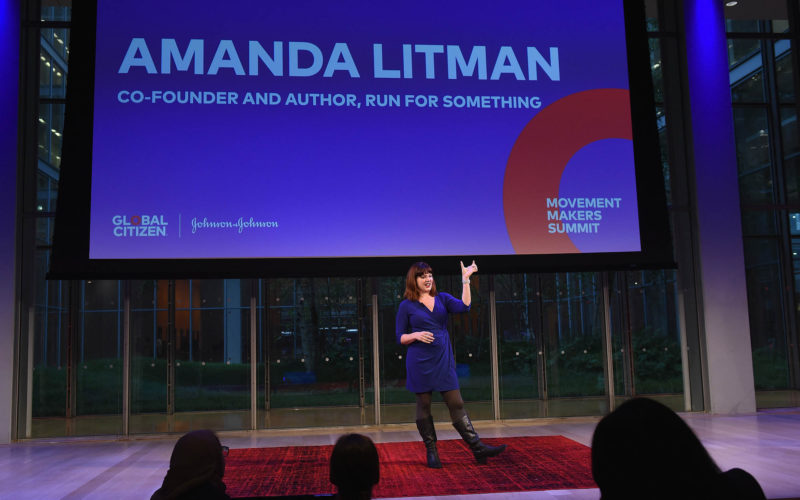 Amanda Litman, Mitbegründerin von Run for Something, spricht bei der Veranstaltung "Global Citizen - Movement Makers" im Times Center, New York City, 25. September 2018.