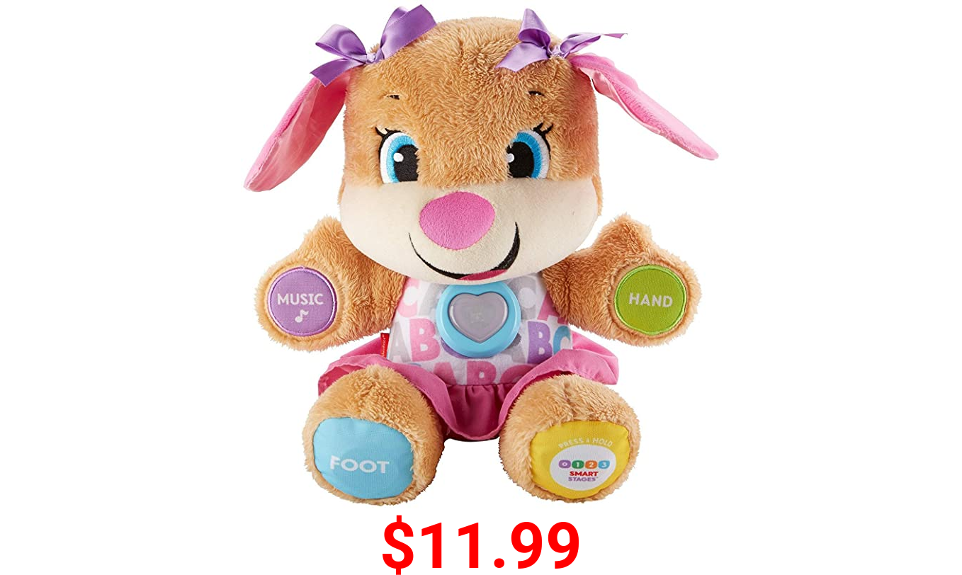 Fisher-Price Laugh & Learn Smart Stages Sis, musical plush toy with lights and learning content for infants and toddlers