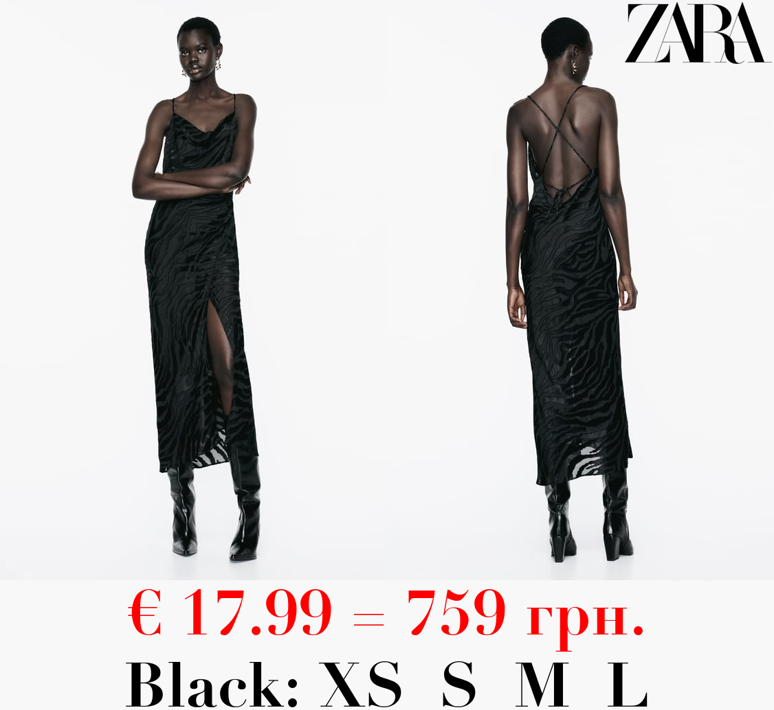 ANIMAL JACQUARD MIDI SLIP DRESS