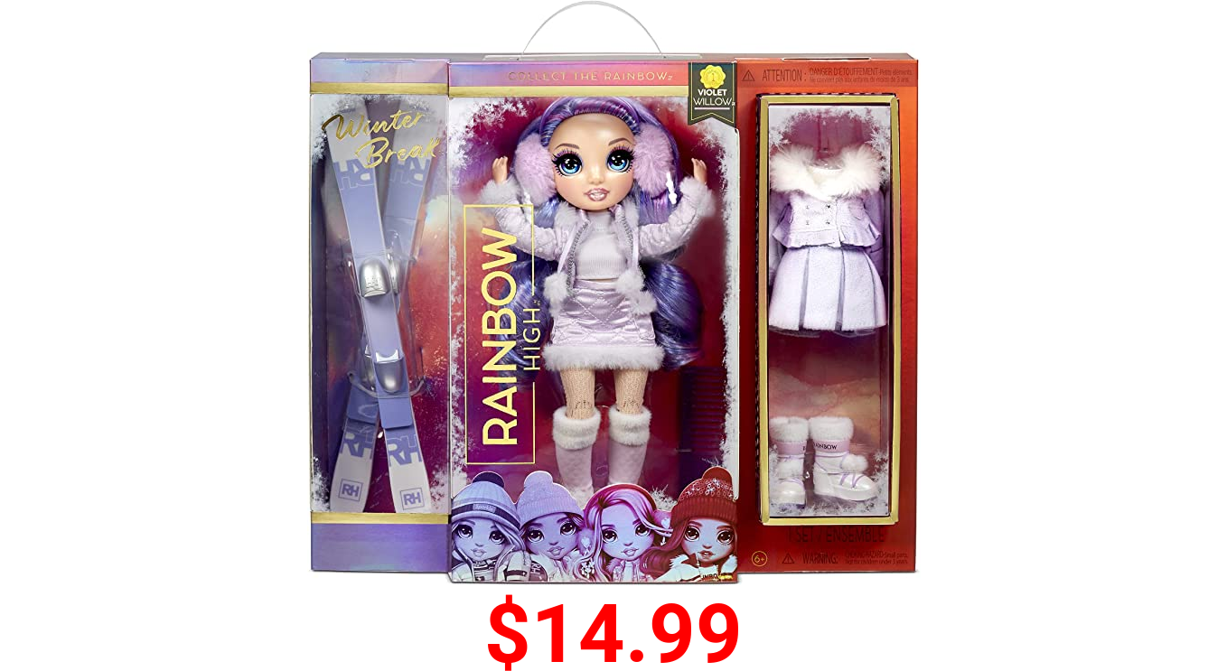 Rainbow High Winter Violet Willow – Purple Fashion Doll and Playset with 2 Designer Outfits, Pair of Skis and Accessories