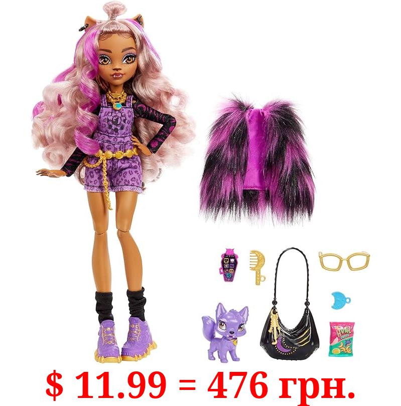 Monster High Clawdeen Wolf Fashion Doll with Purple Streaked Hair, Signature Look, Accessories & Pet Dog