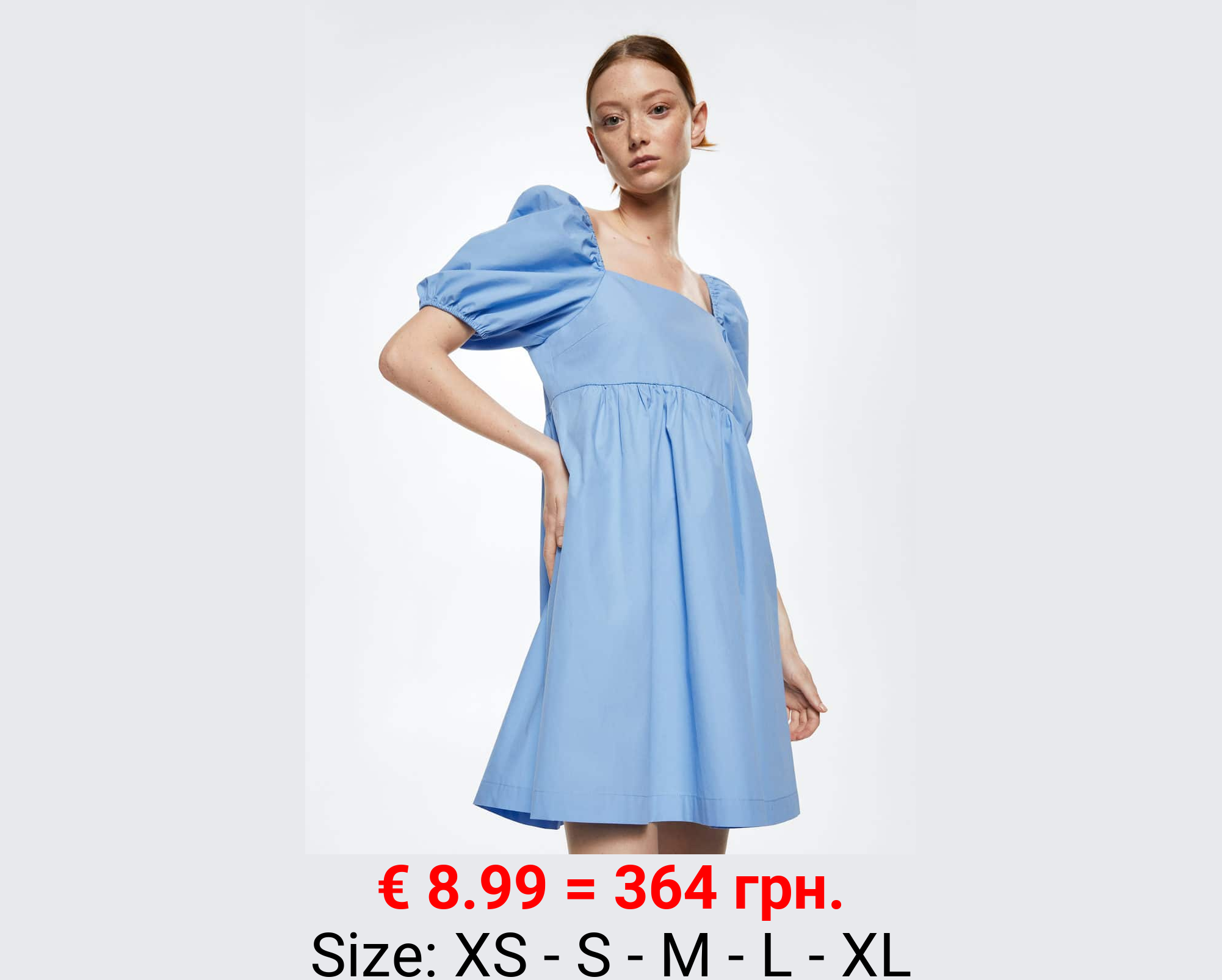 Vestido algodón manga abullonada