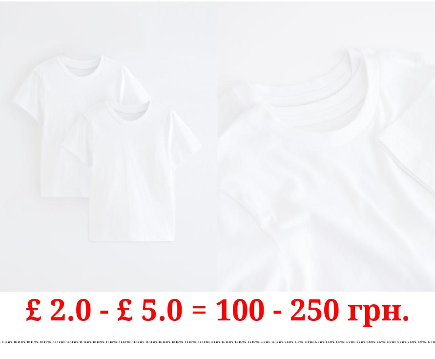 White Crew Neck School T-Shirt 2 Pack
