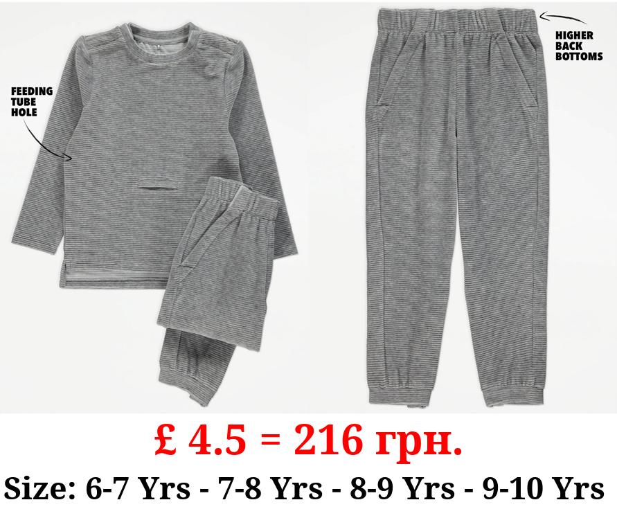 Easy On Adaptive Grey Ribbed Sweatshirt and Joggers Outfit