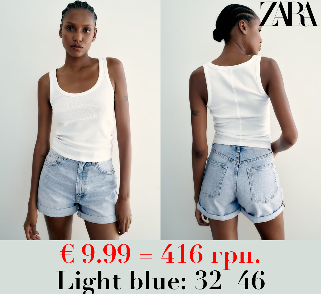 TRF HIGH-RISE MOM FIT DENIM BERMUDA SHORTS