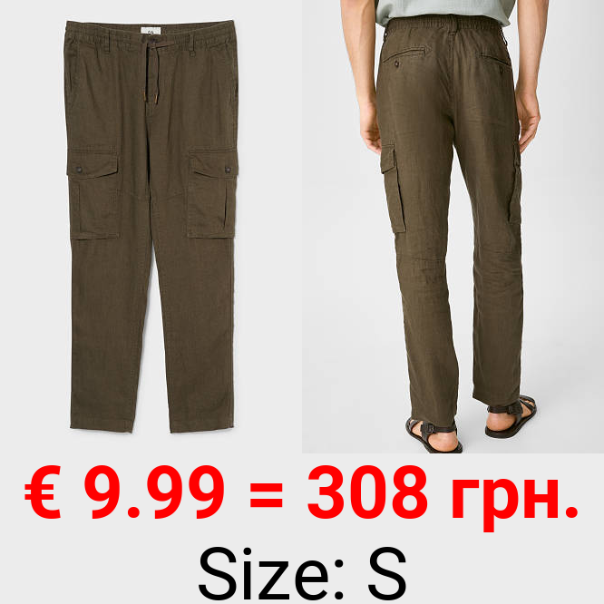Leinen-Cargohose - Tapered Fit