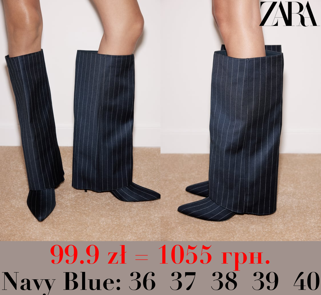 FABRIC HEELED KNEE-HIGH BOOTS