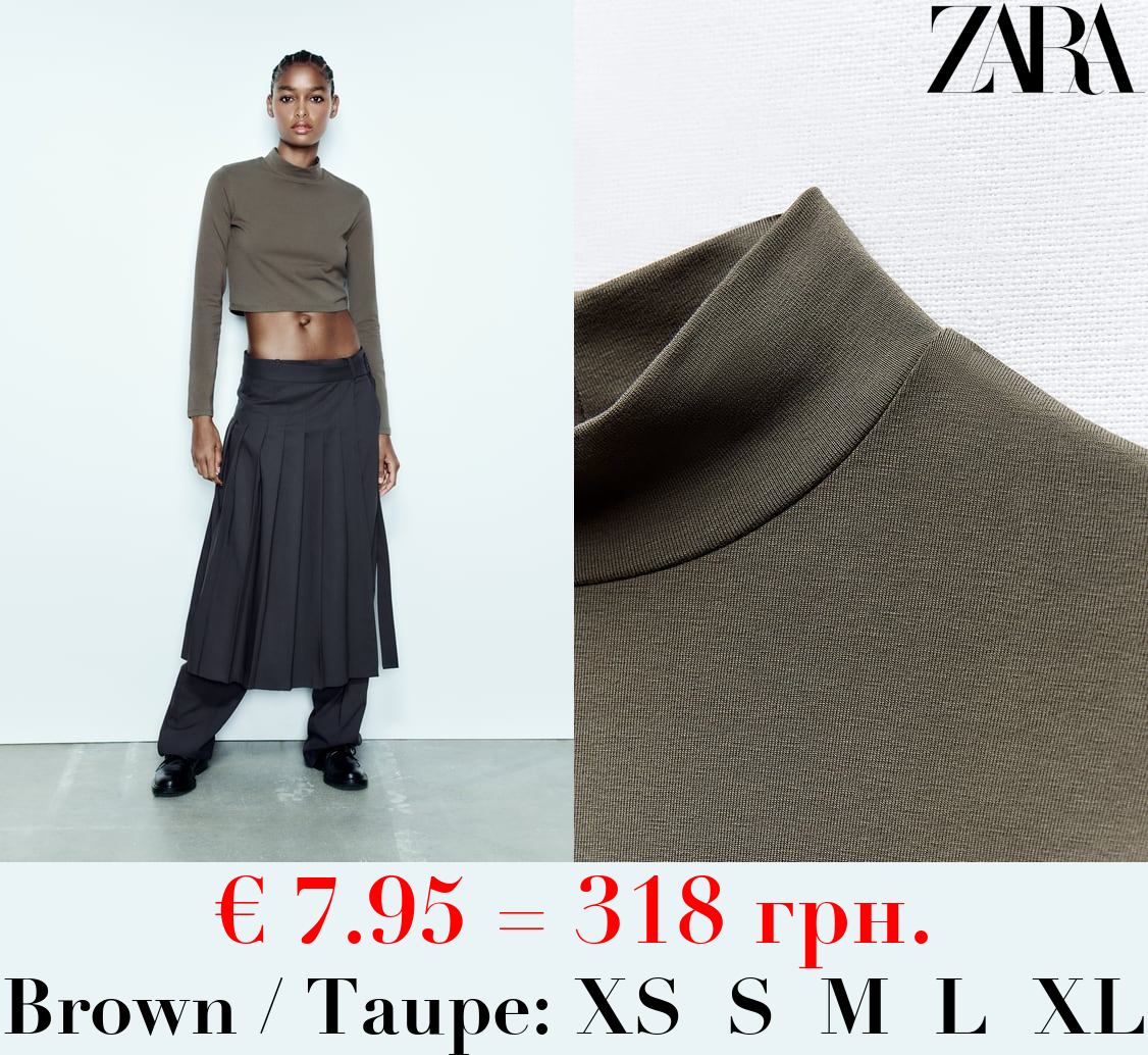 CROPPED MOCK NECK T-SHIRT