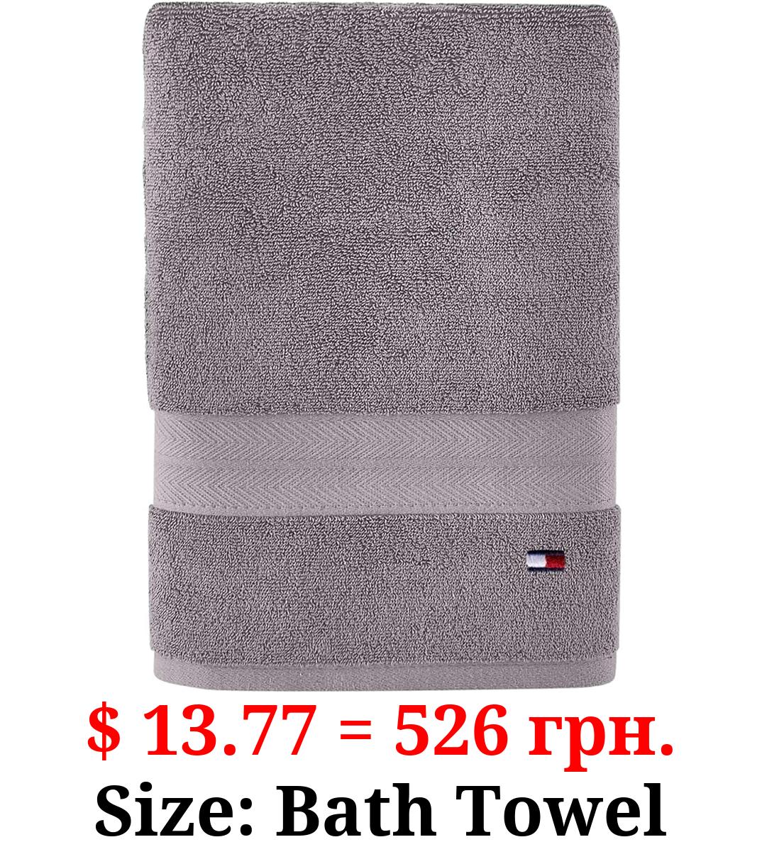 Tommy Hilfiger Modern American Solid Bath Towel, 30 X 54 Inches, 100% Cotton 574 GSM (Steel Grey)
