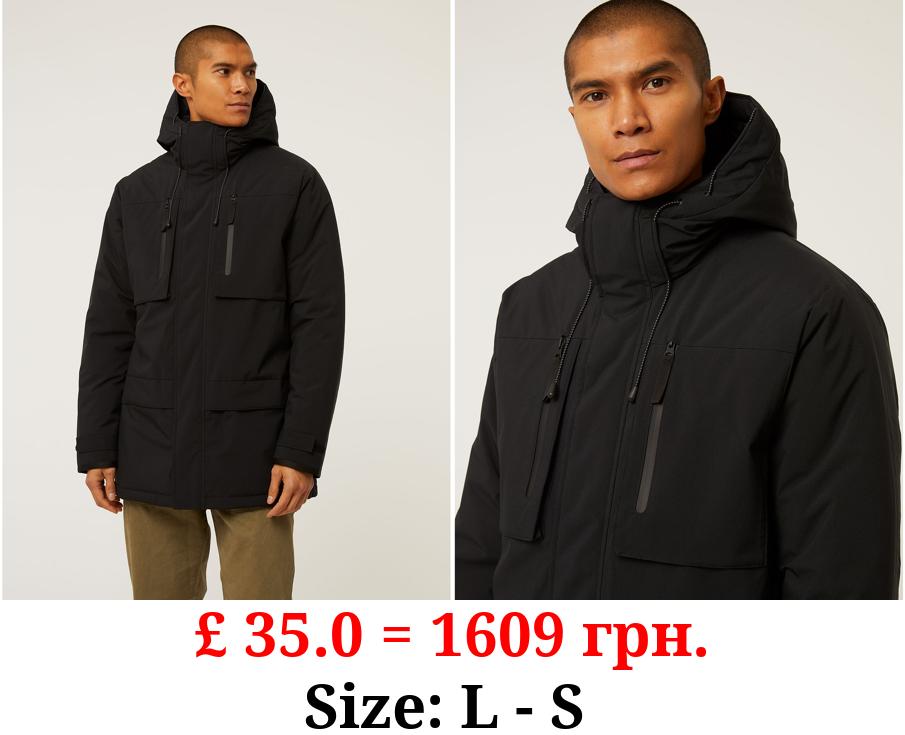 Black Trench Parka Coat