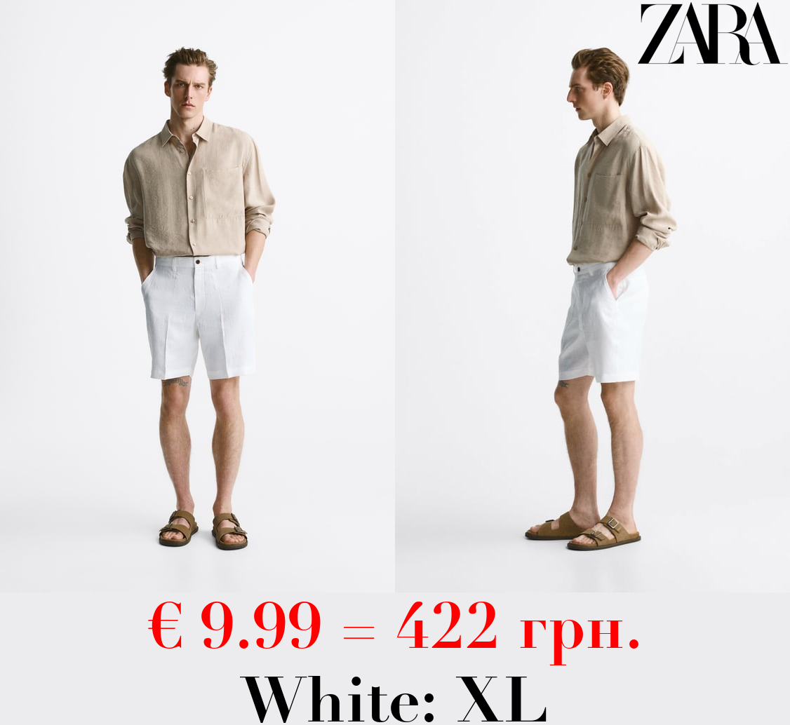 100% LINEN BERMUDA SHORTS