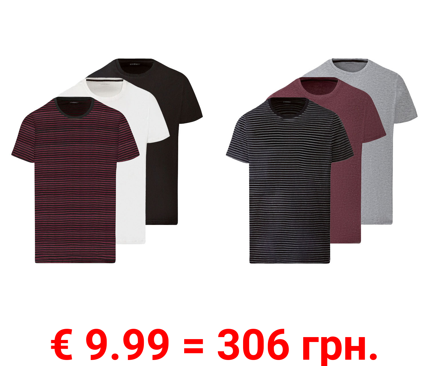 LIVERGY® Herren T-Shirt, 3 Stück, mit Baumwolle