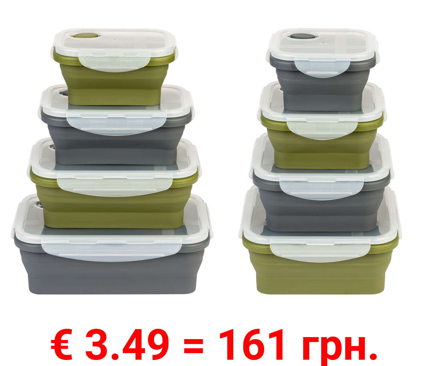 ERNESTO® Frischhaltedosen-Set, platzsparend faltbar