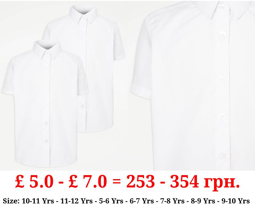 Girls White Short Sleeve Non Iron School Shirt 2 Pack