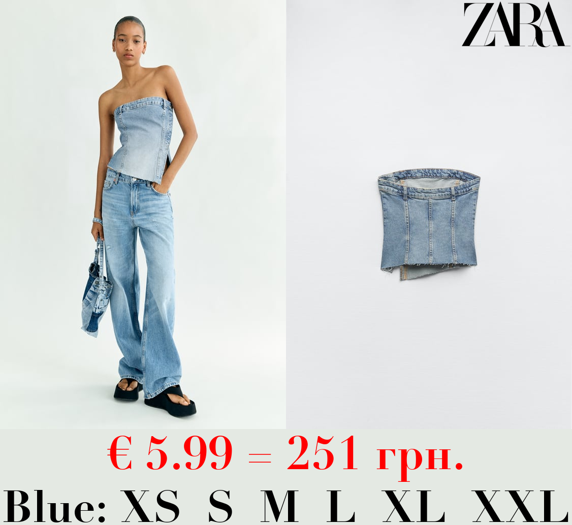 DENIM TRF CORSETRY-INSPIRED TOP