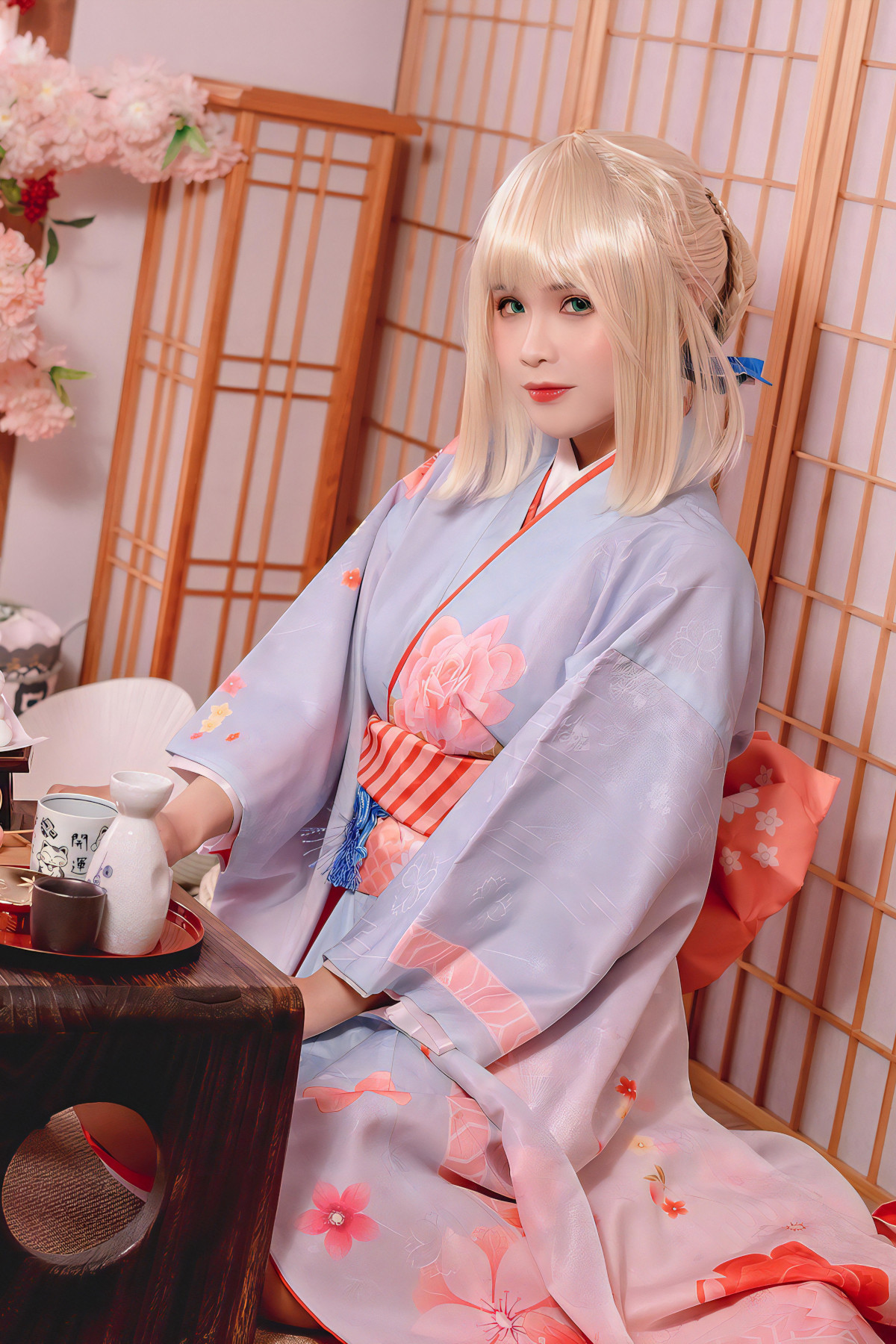 Cosplay Pyonピオン Saber セイバー Kimono 11