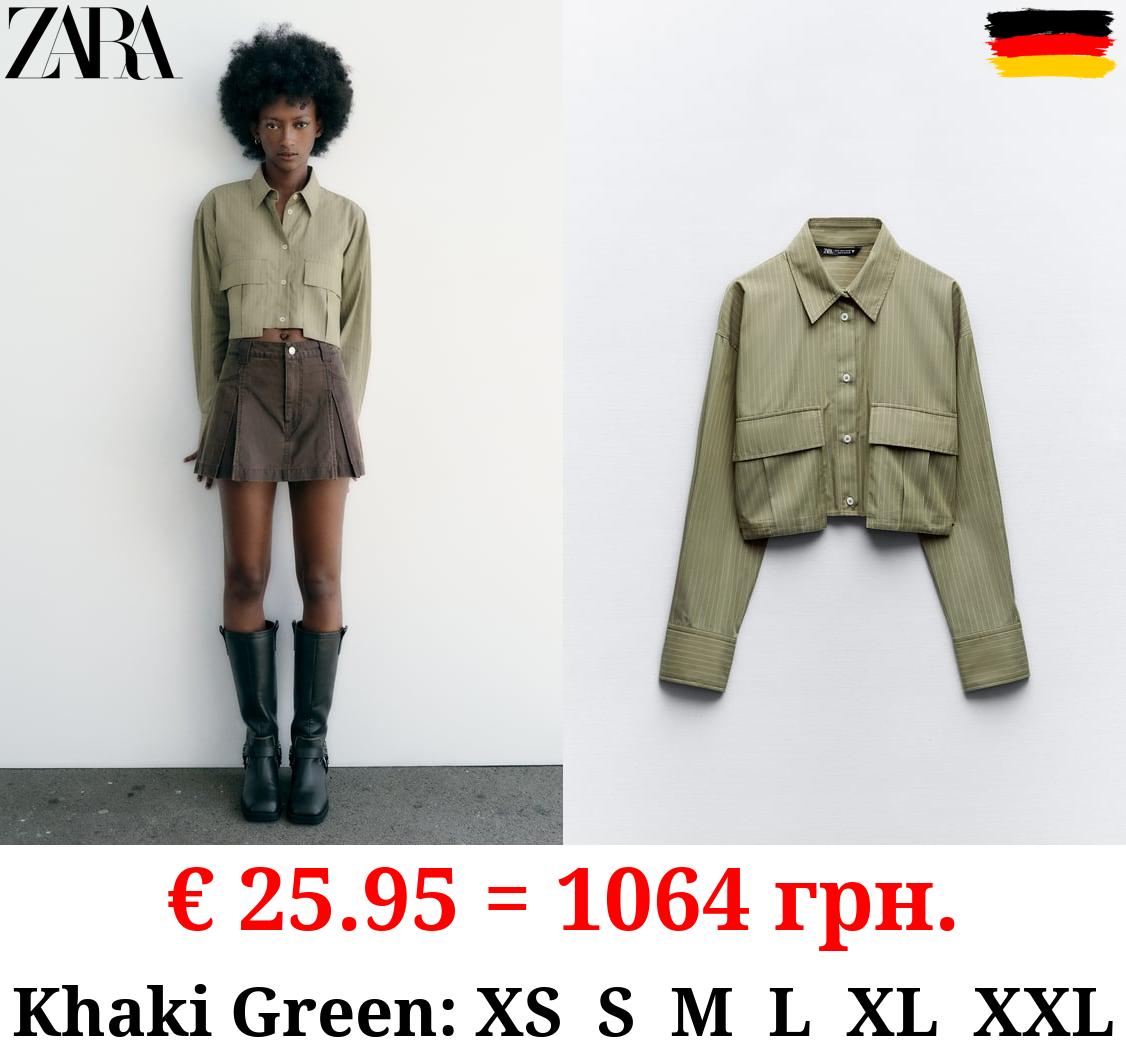 GABARDINE FABRIC CROPPED SHIRT