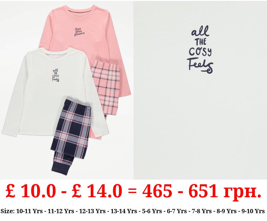Checked Slogan Pyjamas 2 Pack