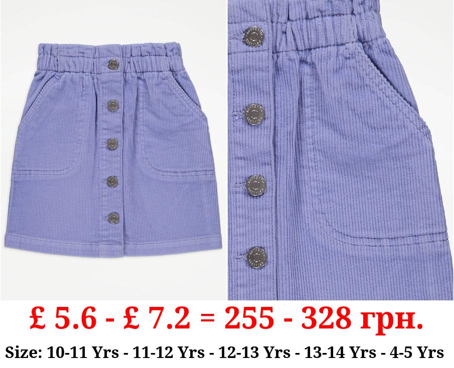 Lilac Corduroy Button Up Skirt