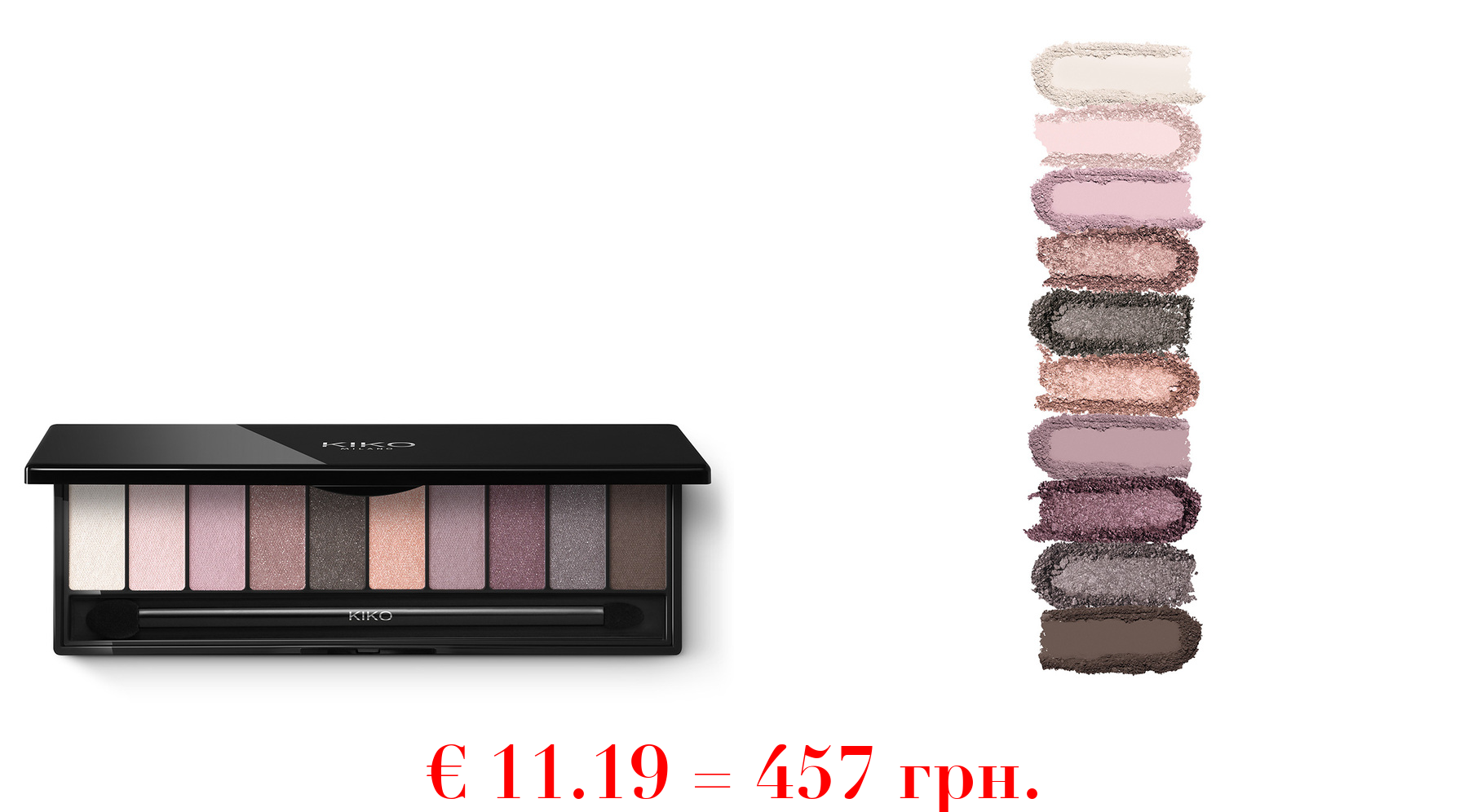 soft nude eyeshadow palettePalette mit 10 Lidschatten in unterschiedlichen Finishes. Inklusive Doppel-Applikator