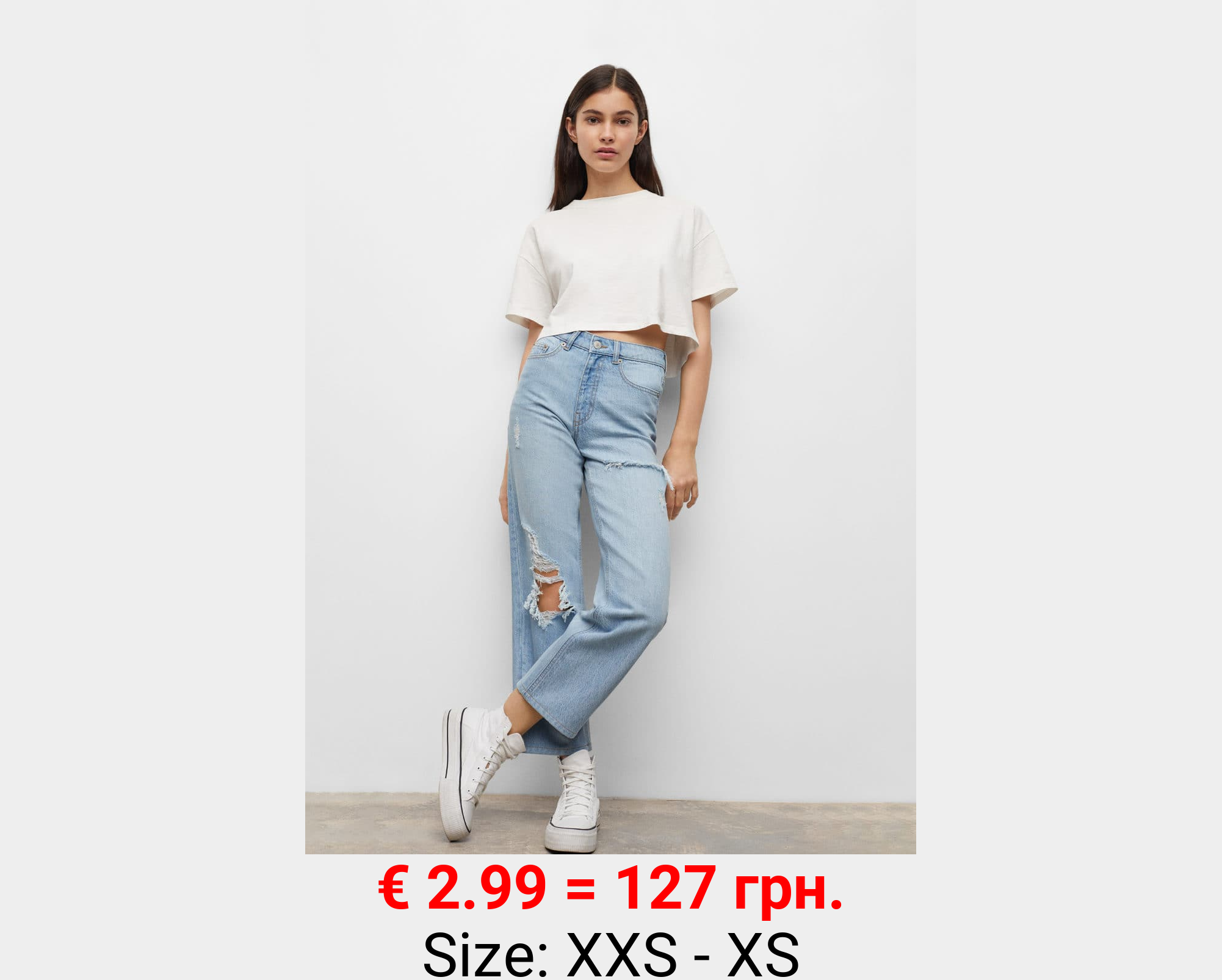 Jeans straight-fit rotos decorativos 