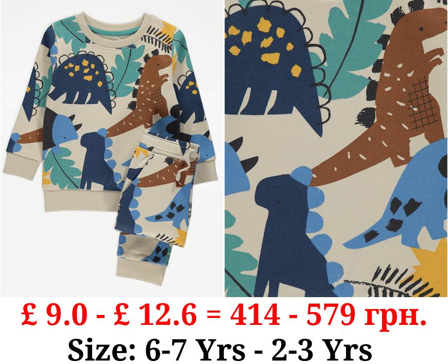 Dinosaur Print Sweatshirt and Joggers Outfit