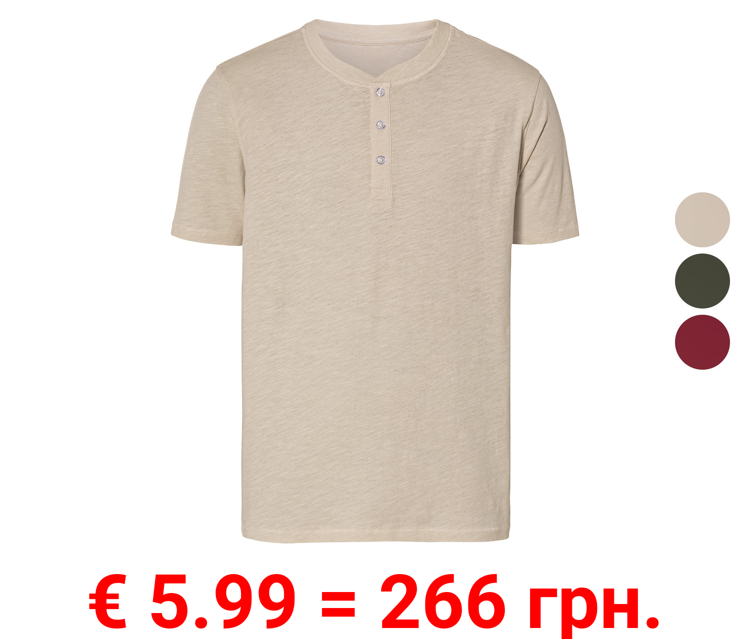 LIVERGY® Herren T-Shirt mit Slub-Yarn-Struktur
