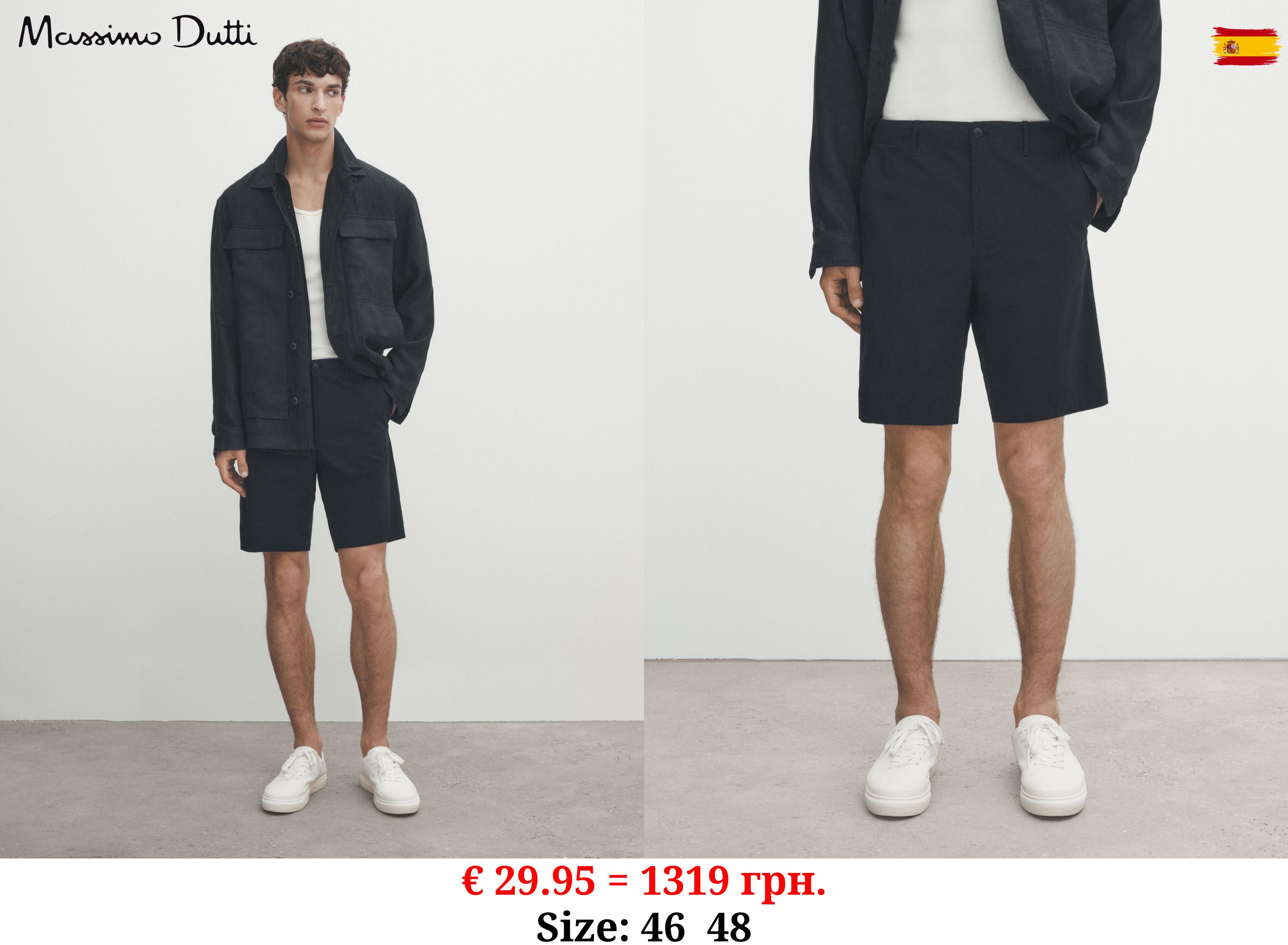 Pinstriped Bermuda shorts with dyed thread NAVY BLUE