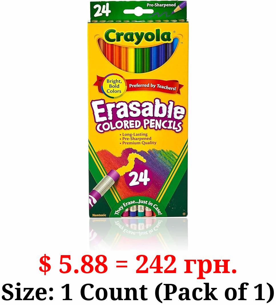 Crayola Erasable Colored Pencils (24ct), Kids Colored Pencils for School, Back to School Supplies for Kids, Coloring Pencils, 6+