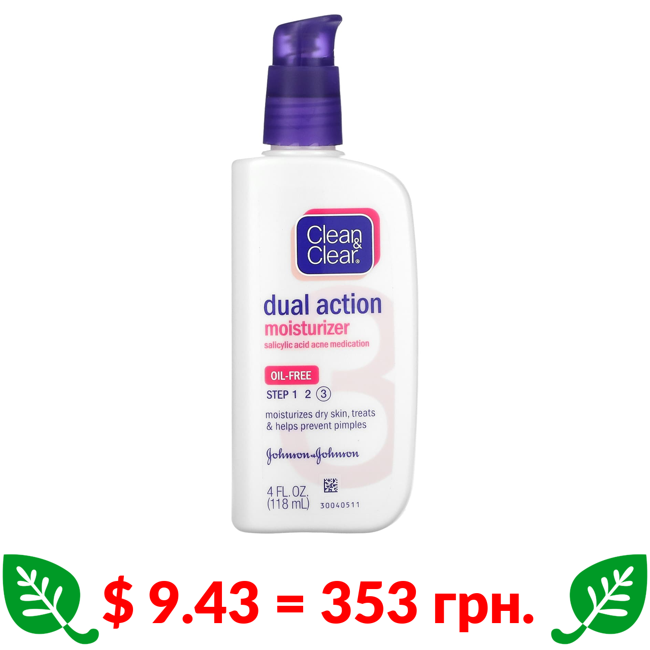 Dual Action Moisturizer, Salicylic Acid Acne Medication, 4 fl oz