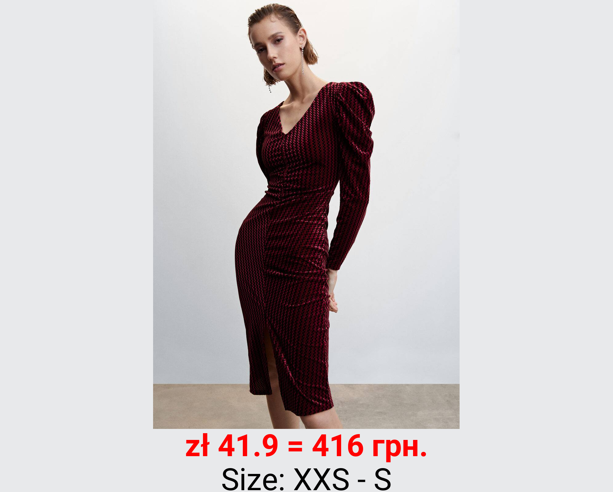 Vestido terciopelo manga abullonada