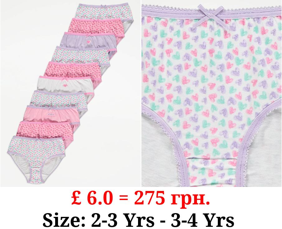 Heart Print Briefs 10 Pack