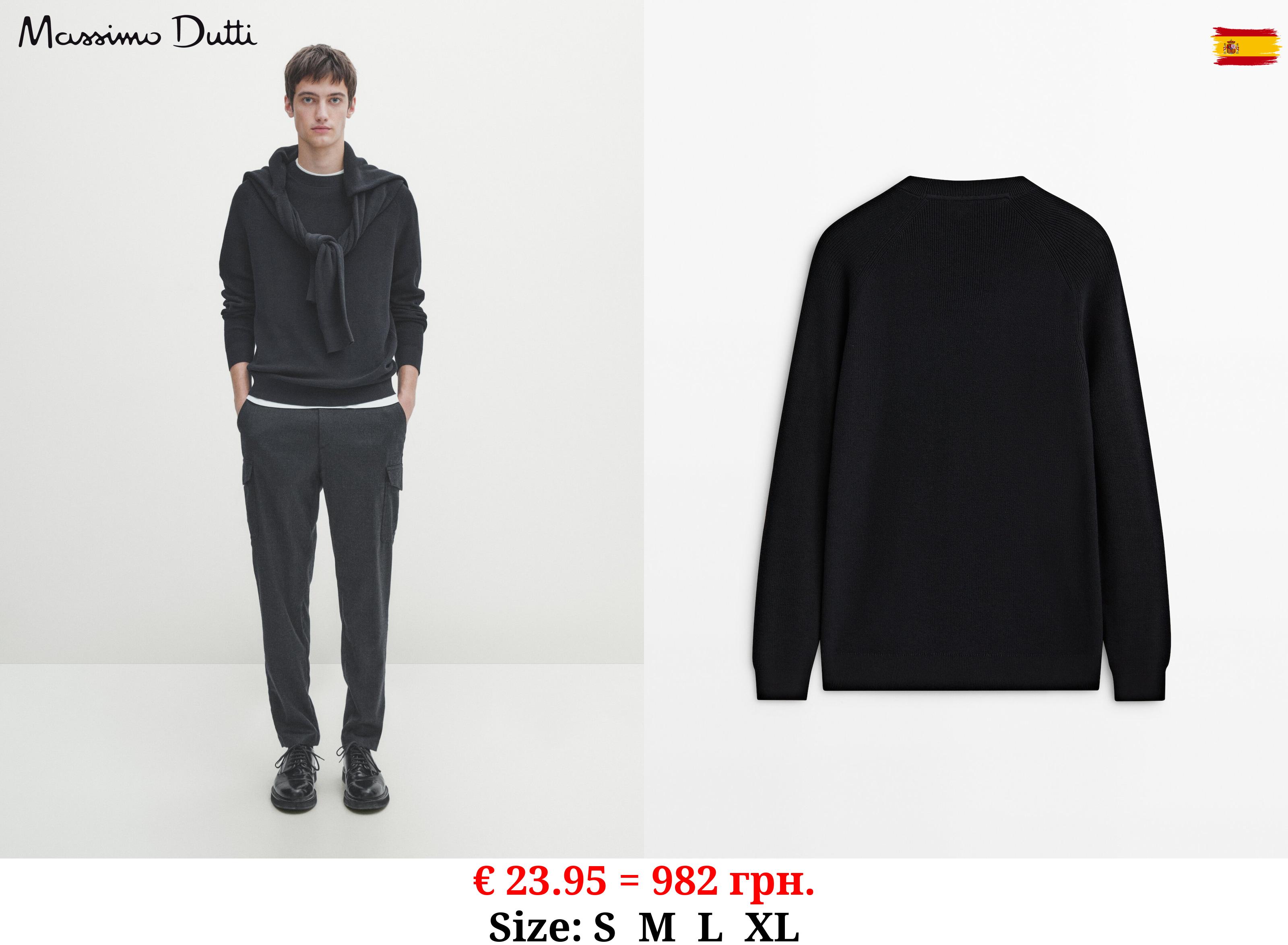 Textured knit crew neck sweater NAVY BLUE