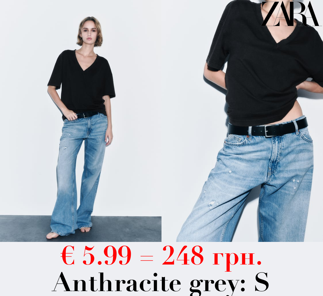 FADED-EFFECT V-NECK T-SHIRT