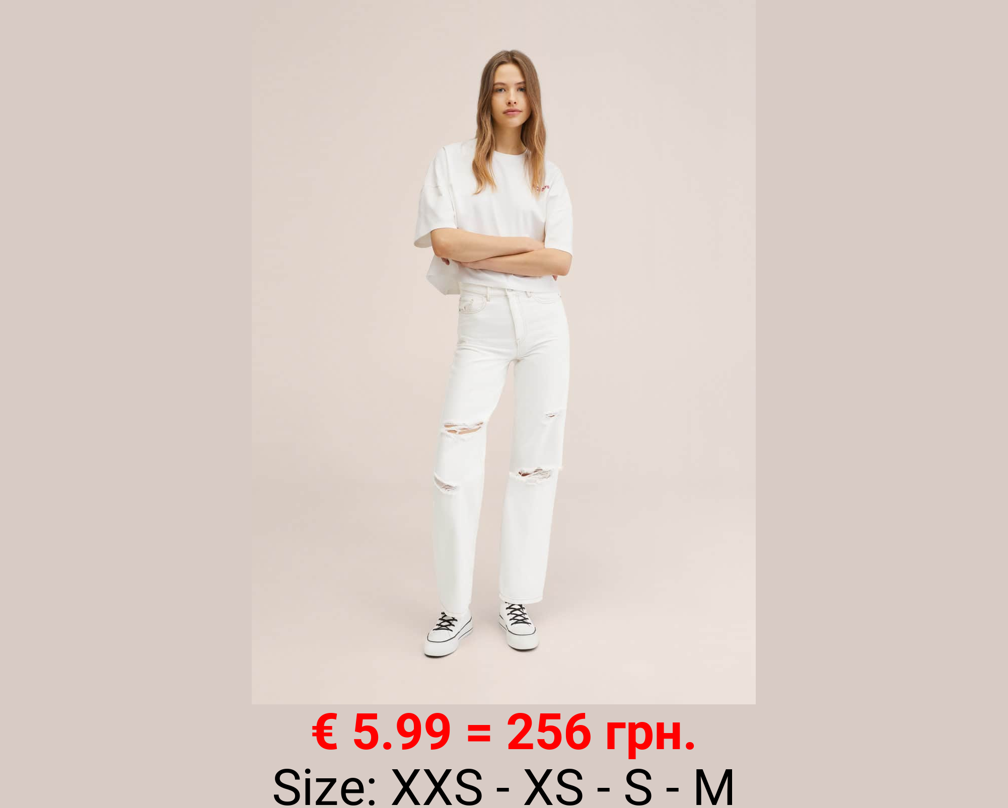 Jeans wideleg rotos decorativos