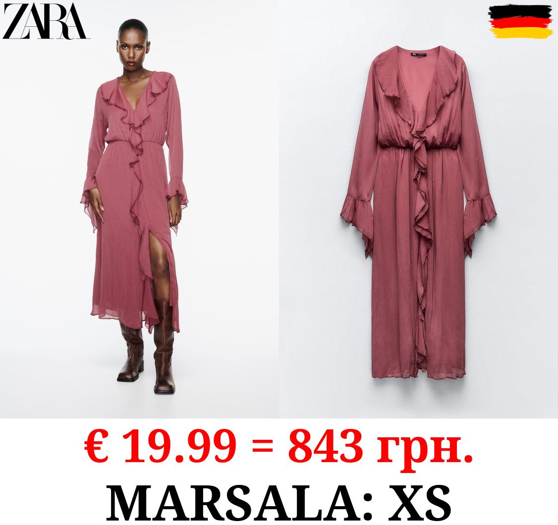 CREPE MIDI DRESS WITH RUFFLES