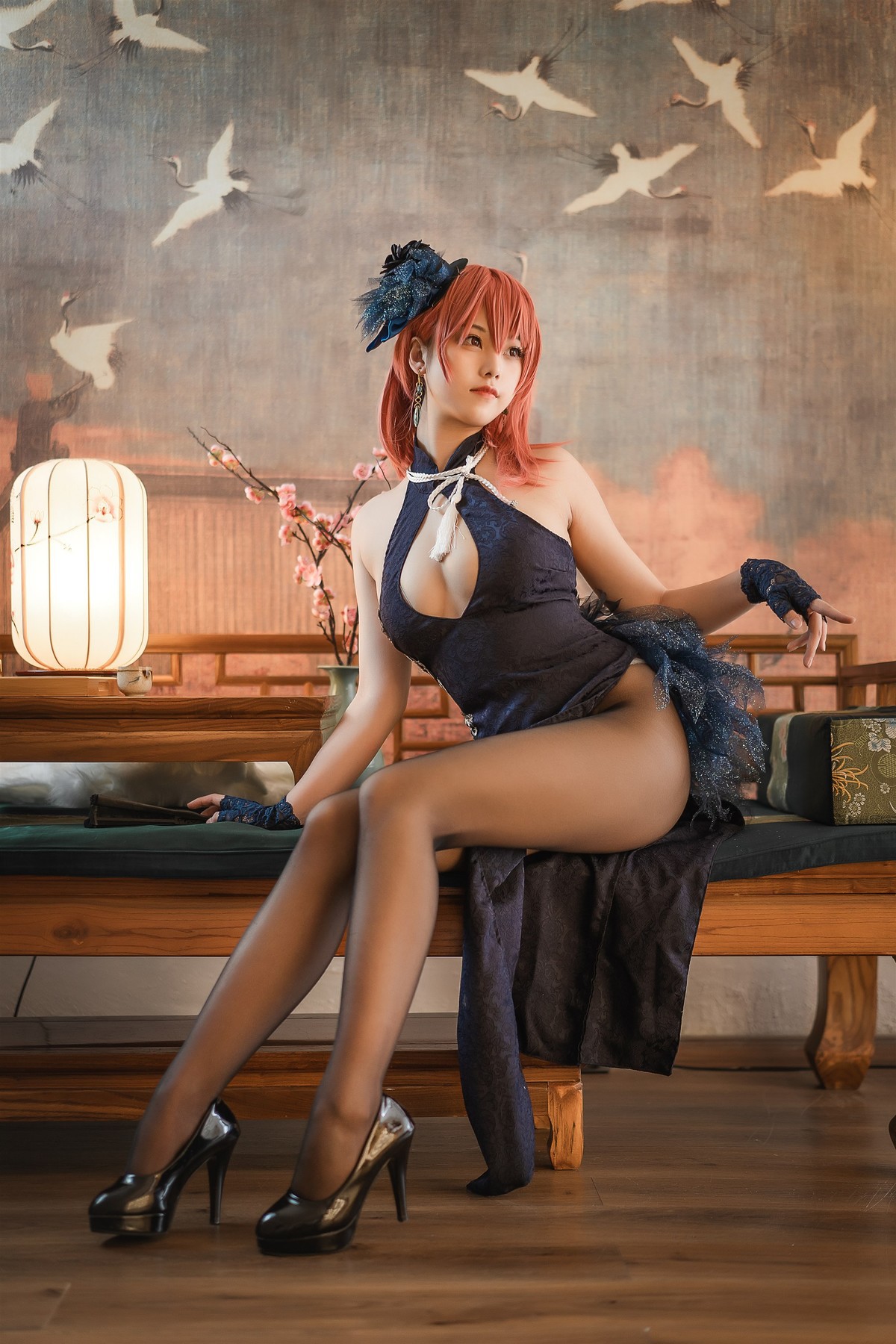 蜜汁猫裘 Cosplay 黑太子旗袍 5